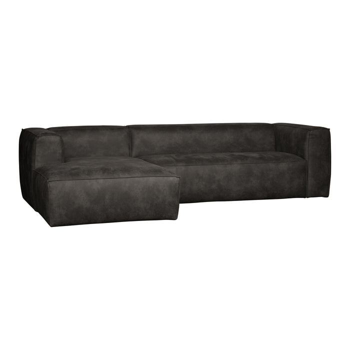 WOOOD Bean Hoekbank met Chaise Longue Links - Eco-leder - Zwart