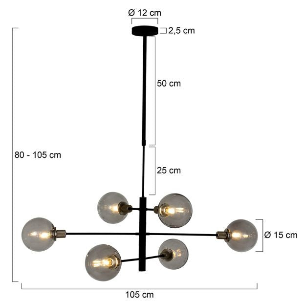 Steinhauer Hanglamp Constellation Draaibaar 2709ZW Zwart