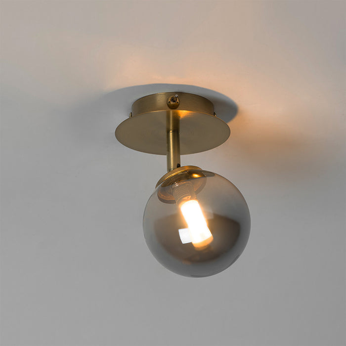 QAZQA Landelijke spot goud verstelbaar met smoke glas - Athens