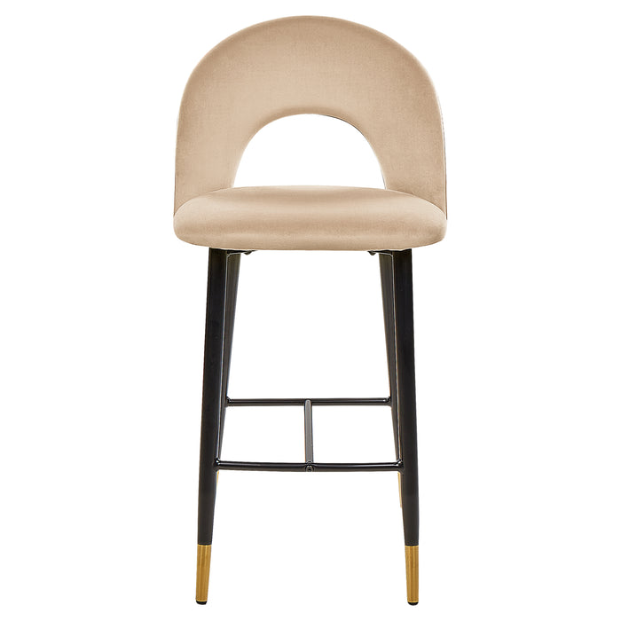 Beliani - FALTON - Barkruk - Beige - Fluweel