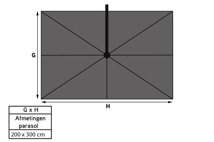 Platinum Challenger T² Zweefparasol - 300 x 300 cm