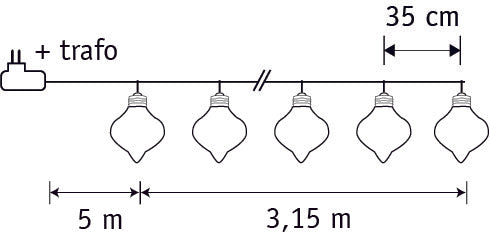 Luca Lighting Partyverlichting aan Touw L315 cm Warm Wit