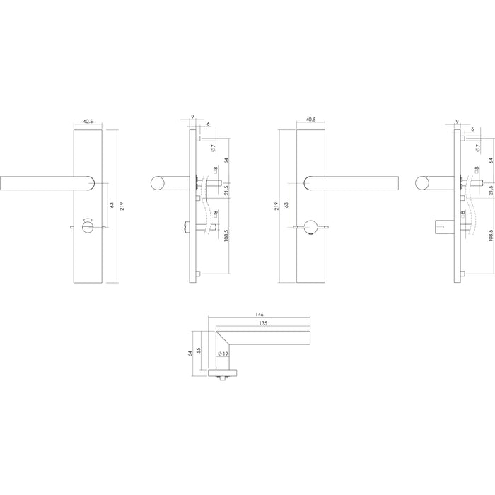 Intersteel Deurkruk Hoek 90° op rechthoekig schild
