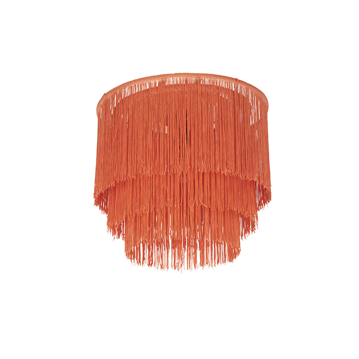 QAZQA Oosterse plafondlamp goud roze kap met franjes - Franxa