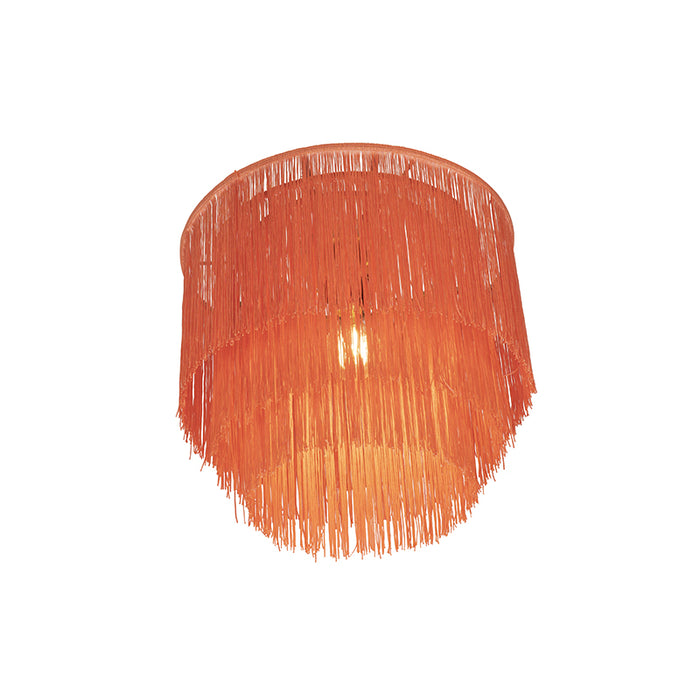 QAZQA Oosterse plafondlamp goud roze kap met franjes - Franxa