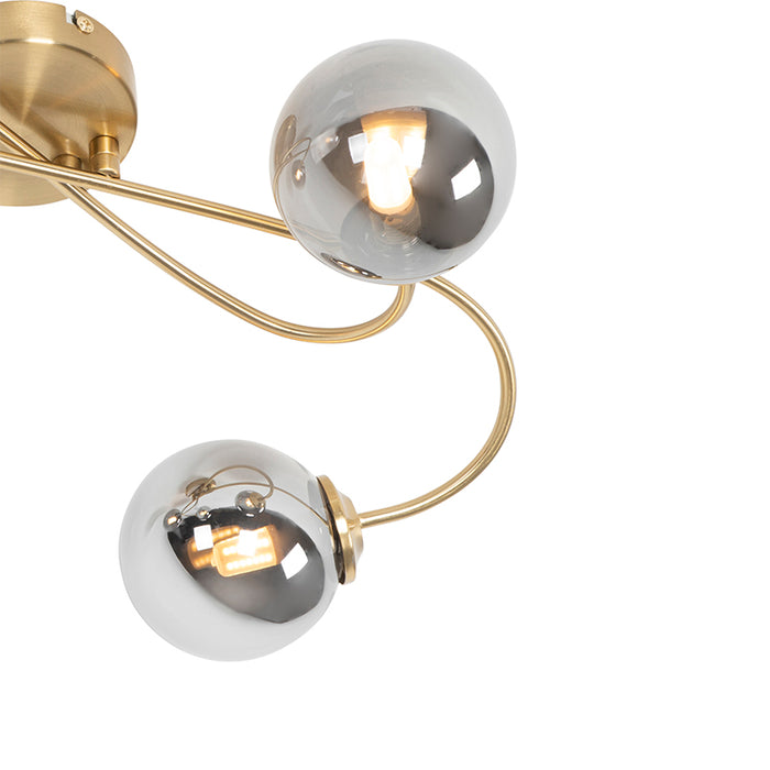 QAZQA Moderne plafondlamp goud 4-lichts met smoke glas - Athens