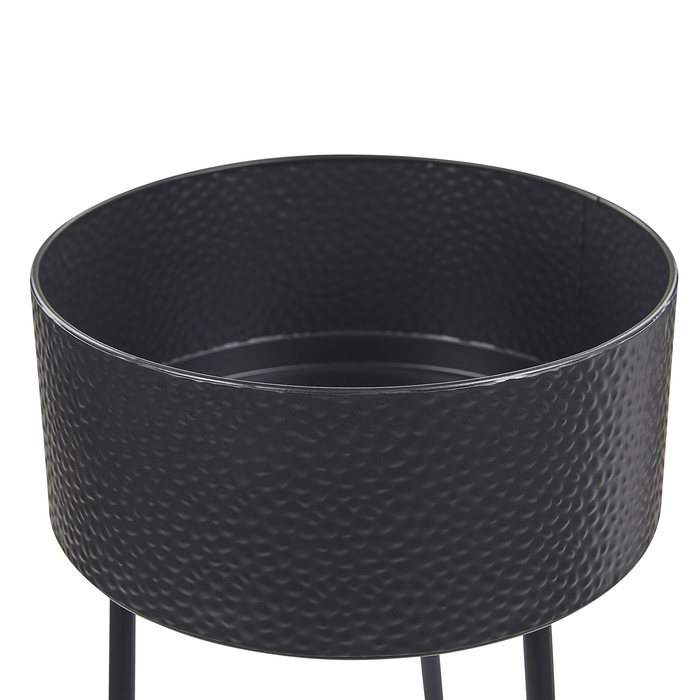 Beliani - LEIKA - Plantenbak - Zwart - 33 cm - IJzer