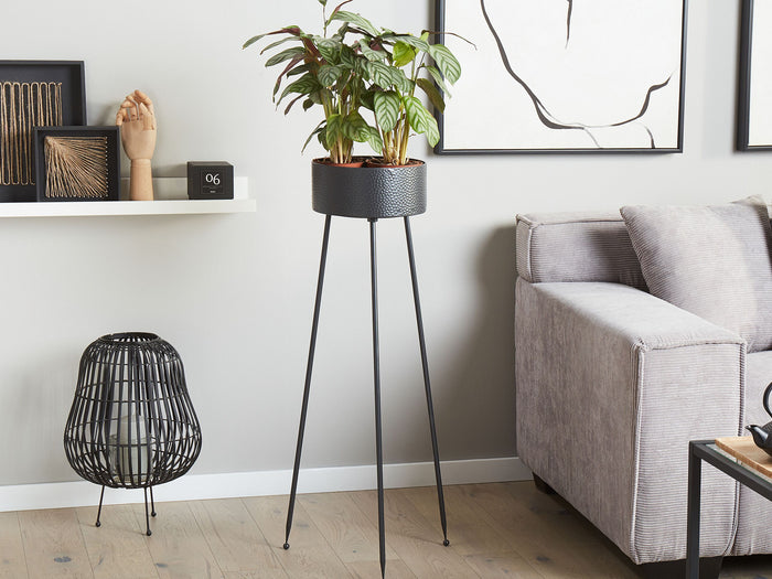 Beliani - LEIKA - Plantenbak - Zwart - 33 cm - IJzer