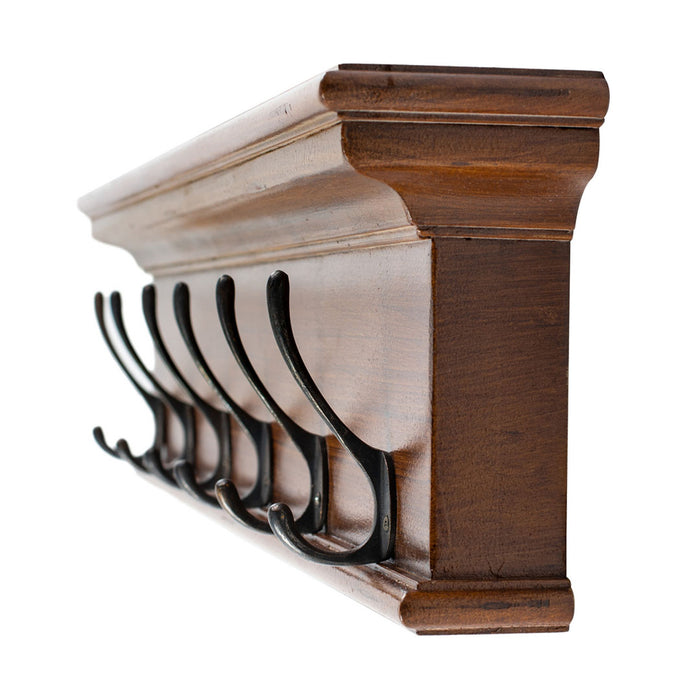 Hioshop Halifax kapstok 6 jashaken en 1 hoedenplank bruine antieke