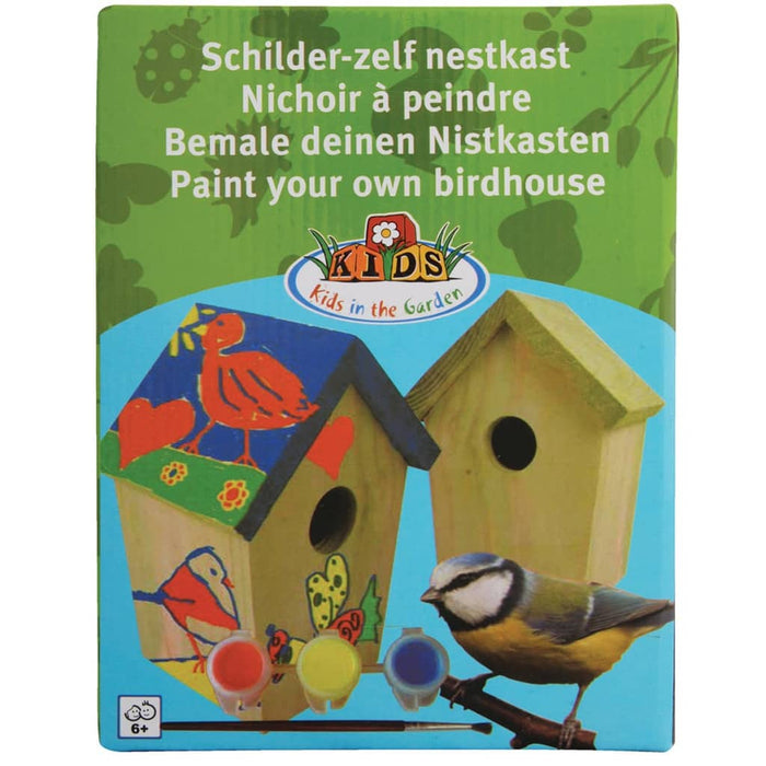 Esschert Design Doe-het-zelf vogelhuis met verf 14.8x11.7x20 cm KG145