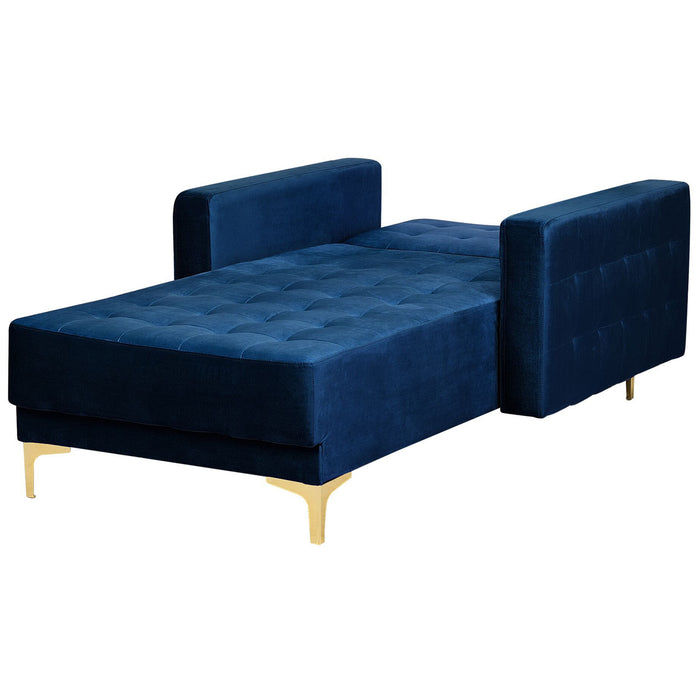 Beliani-ABERDEEN-Chaise longue-Marineblauw-Symmetrisch-Fluweel