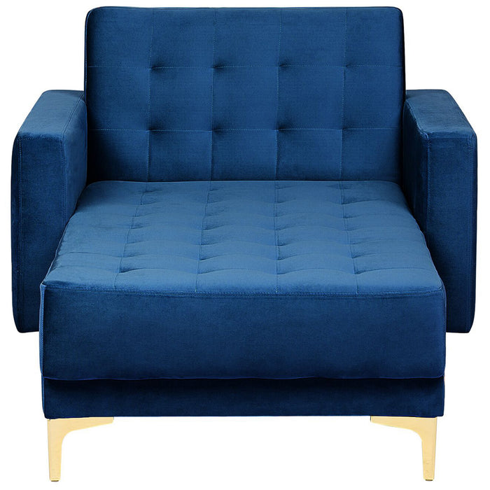 Beliani-ABERDEEN-Chaise longue-Marineblauw-Symmetrisch-Fluweel