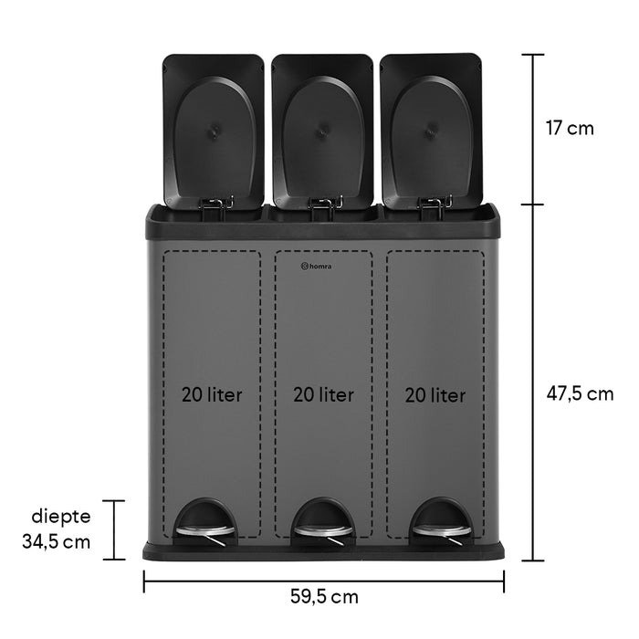 Homra Maxer-20 Pedaalemmer 60 Liter (3x20 Liter)