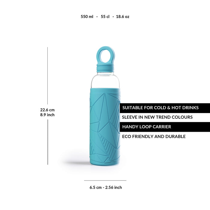 Libbey Waterfles - Glazen drinkfles - 0,55 L - Steel Blue