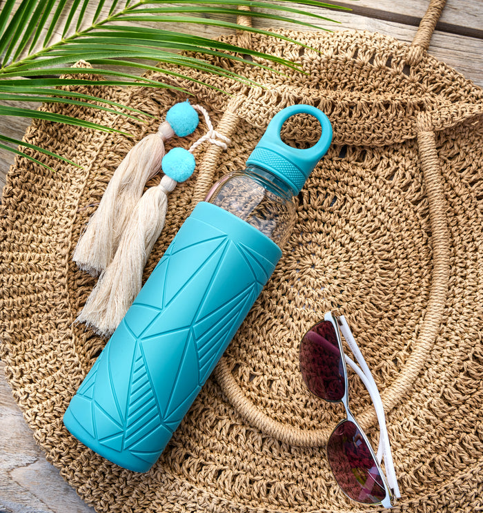 Libbey Waterfles - Glazen drinkfles - 0,55 L - Steel Blue