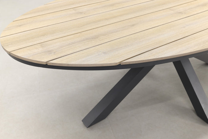 Edison tafel - ovaal - 220x115 cm - carbon black -light teak Vironwood