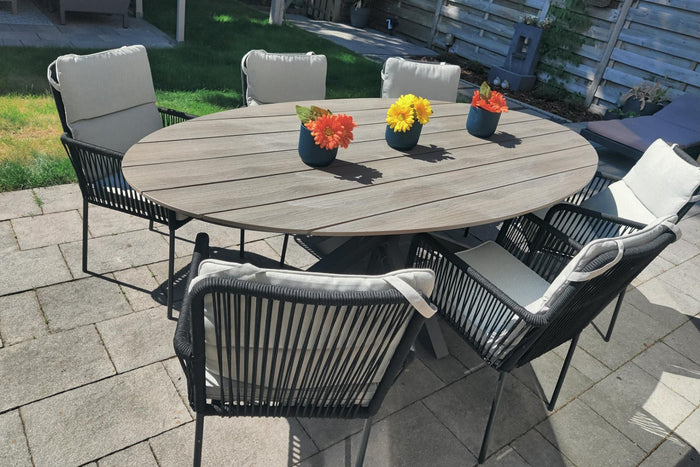 Edison tafel - ovaal - 220x115 cm - carbon black -light teak Vironwood