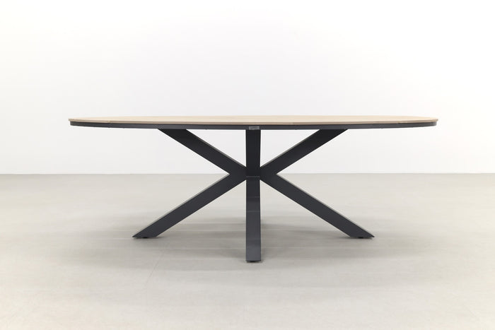 Edison tafel - ovaal - 220x115 cm - carbon black -light teak Vironwood