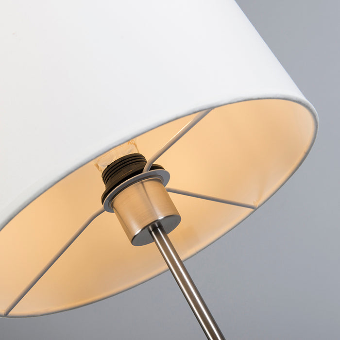 QAZQA Moderne vloerlamp staal met witte kap - VT