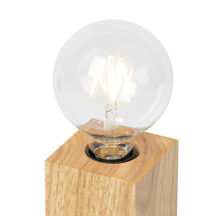 QAZQA Landelijke tafellamp hout naturel - Bloc