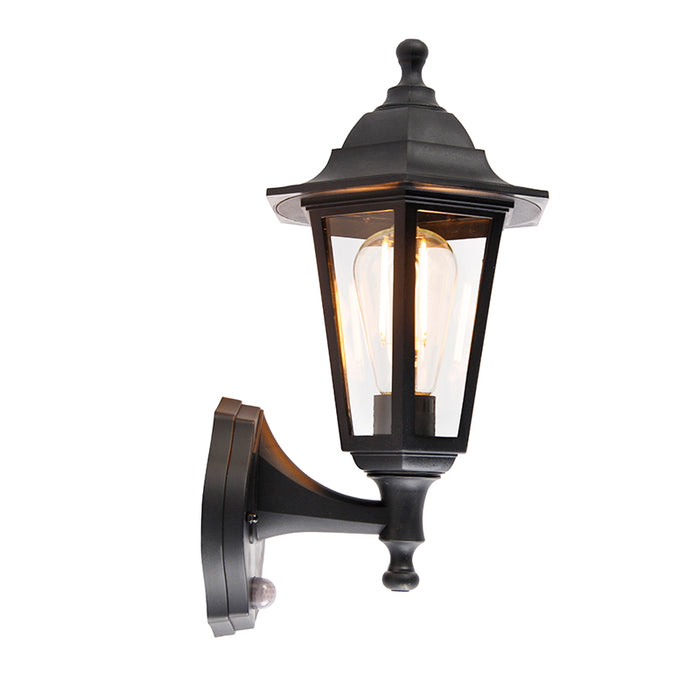 QAZQA Klassieke buiten wandlamp zwart met bewegingssensor - New Haven