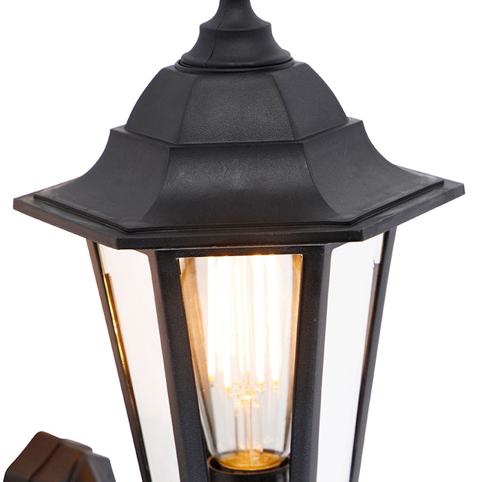QAZQA Klassieke buiten wandlamp zwart met bewegingssensor - New Haven