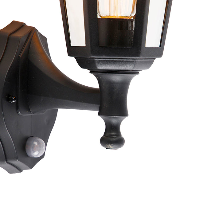 QAZQA Klassieke buiten wandlamp zwart met bewegingssensor - New Haven