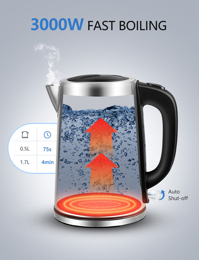 Aigostar Rob 30LDG - Waterkoker - 3000W - Snelkookfunctie - Geborsteld