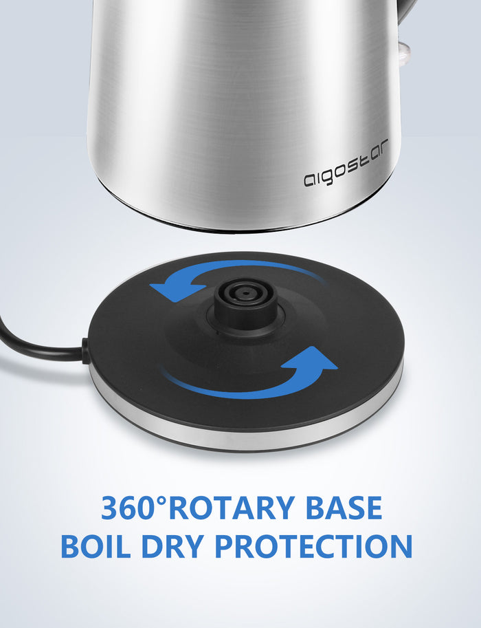 Aigostar Rob 30LDG - Waterkoker - 3000W - Snelkookfunctie - Geborsteld