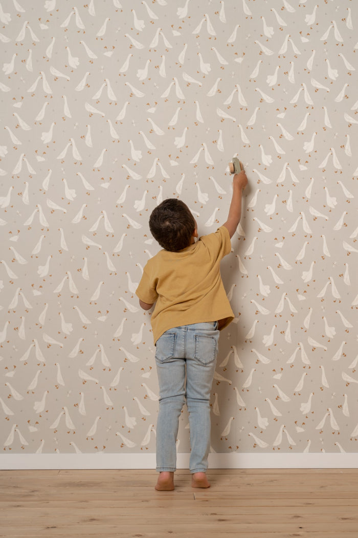 Little Dutch Little Goose Fotobehang - Dieren - 2,80x3m - Groen