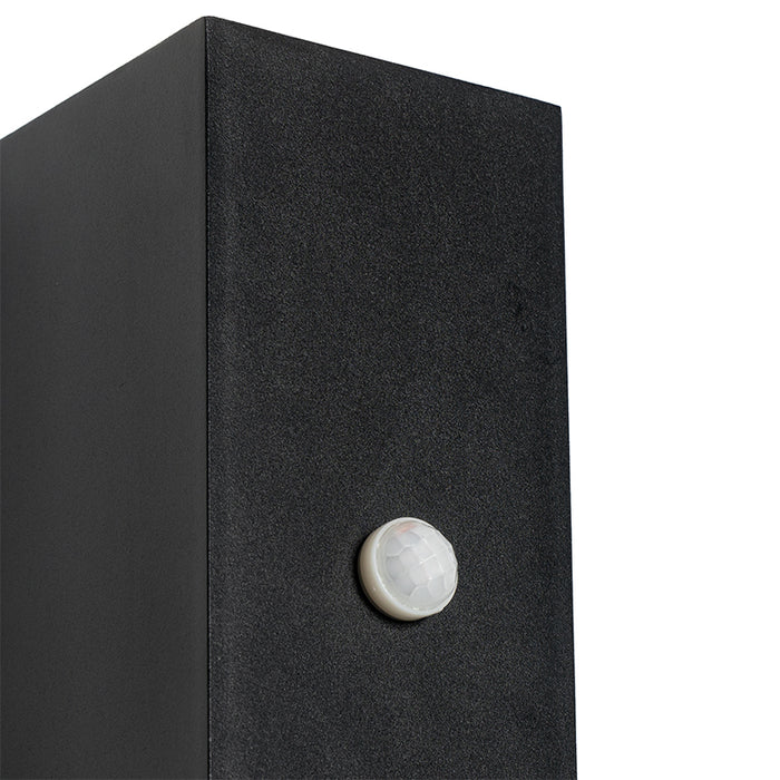 QAZQA Wandlamp zwart 2-lichts IP44 met bewegingssensor - Baleno