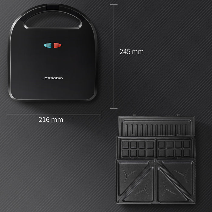 Aigostar Robin 30OGQ - Tosti ijzer - Contactgrill 3 in 1 - zwart