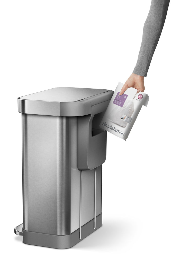 Simplehuman Rectangular Liner Pocket Pedaalemmer 45 Liter