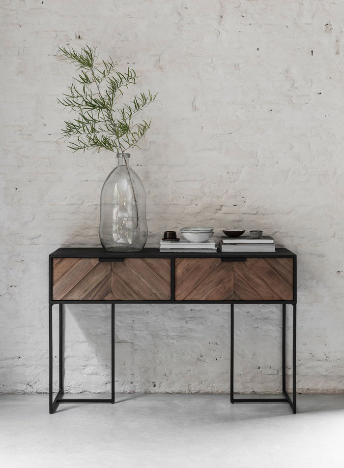 24Designs Criss Cross Sidetable - B120 X L40 X H78 Cm - Zwart|Bruin