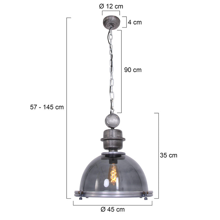 Steinhauer Hanglamp industrieel - Glas - Grijs