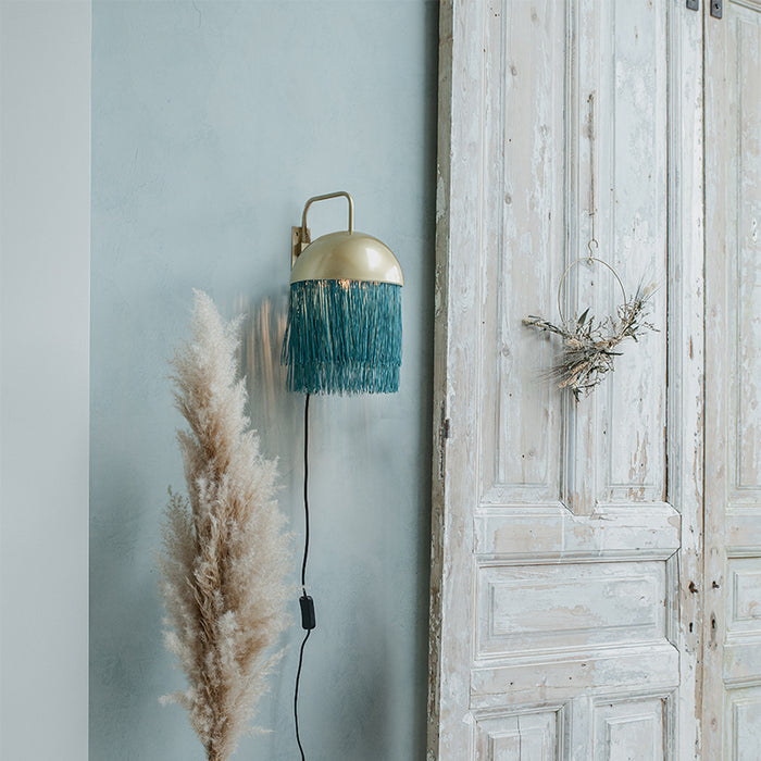 QAZQA Wandlamp fringle - Groen - Oosters - L 20cm