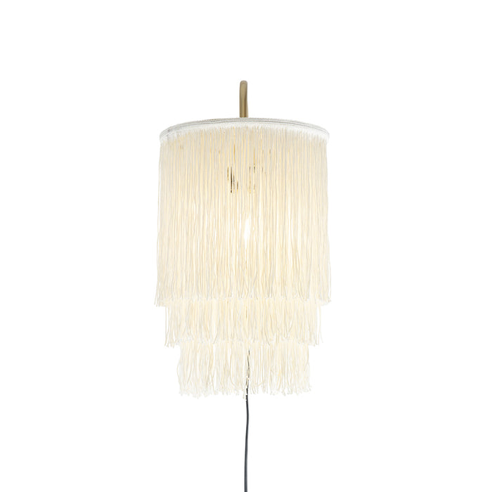 QAZQA Oosterse wandlamp goud crème kap met franjes - Franxa