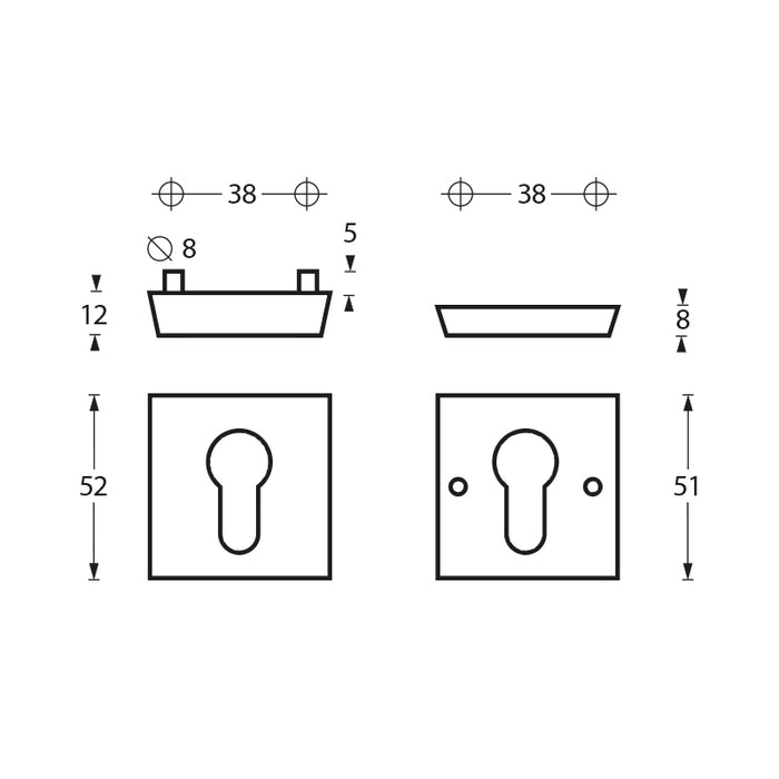 Olivari veiligheidsrozet SKG*** massief vierkant antraciet