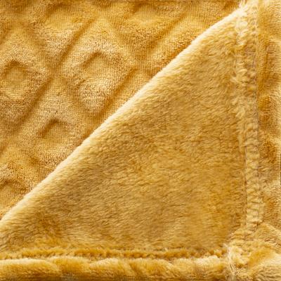 Flanellen fleece plaid Cubic - Oker Geel – XL 180 x 230 cm