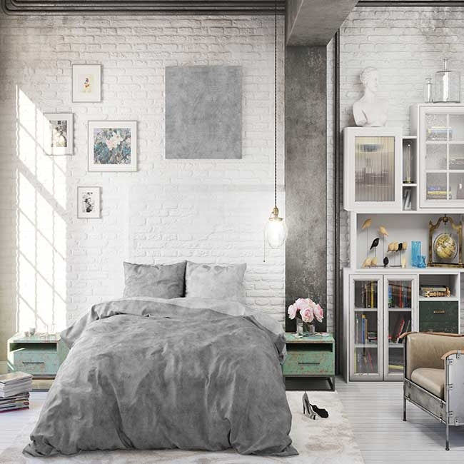 Sleeptime Flanel Twin Washed Cotton Dekbedovertrek Grey-200x200|220