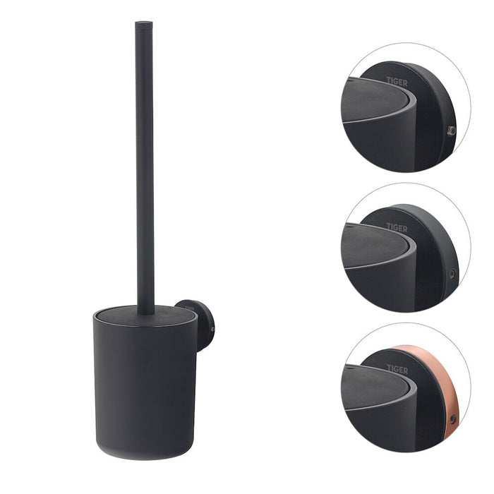 Tiger Urban Toiletaccessoireset - Toiletborstel met Houder - Toiletrolhouder met Klep - Handdoekhaak - Zwart