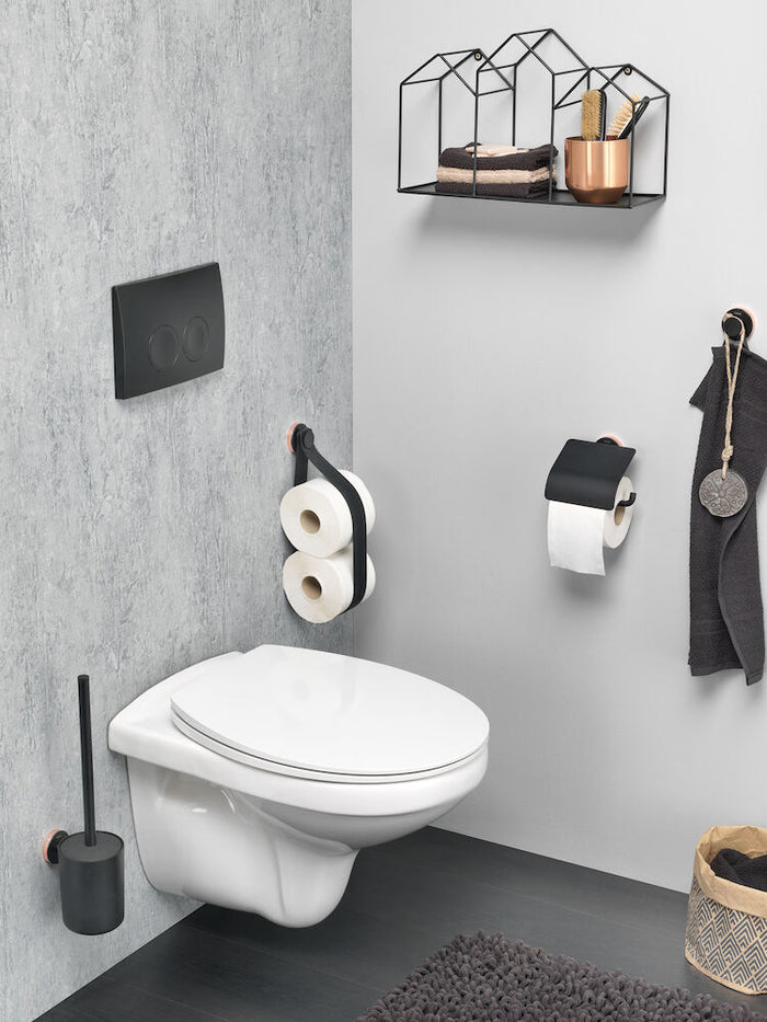 Tiger Urban Toiletaccessoireset - Toiletborstel met Houder - Toiletrolhouder met Klep - Handdoekhaak - Zwart