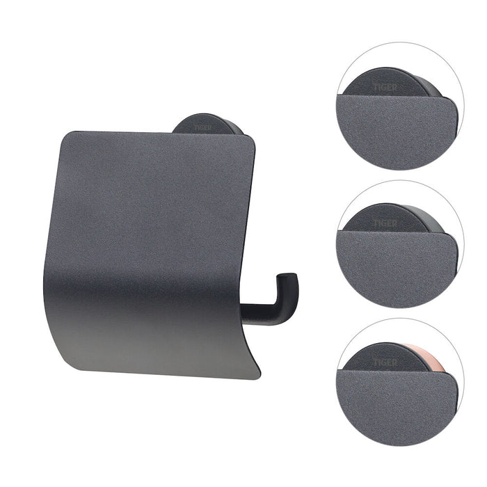 Tiger Urban Toiletaccessoireset - Toiletborstel met Houder - Toiletrolhouder met Klep - Handdoekhaak - Zwart