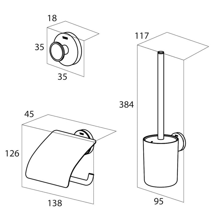 Tiger Urban Toiletaccessoireset - Toiletborstel met Houder - Toiletrolhouder met Klep - Handdoekhaak - Zwart