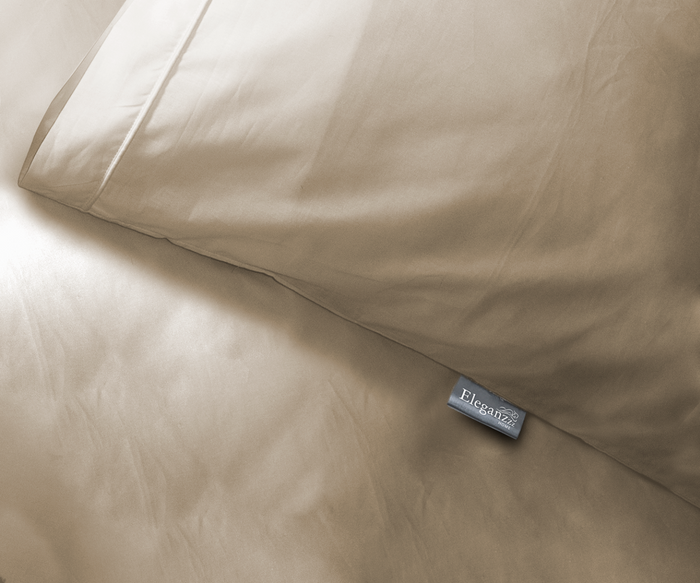 Elegance Dekbedovertrek Uni Percal Katoen Met Bies zand