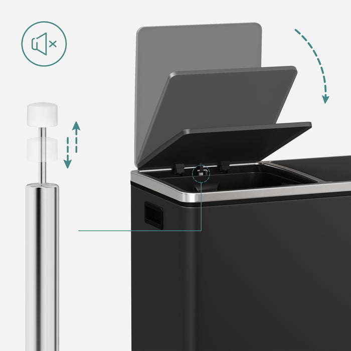 O'DADDY® Prullenbak Afvalscheiding - vuilnisbak 60L (2x 30) - 59x65x32