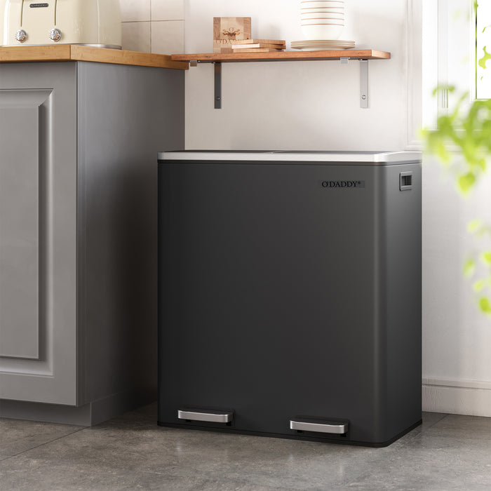 O'DADDY® Prullenbak Afvalscheiding - vuilnisbak 60L (2x 30) - 59x65x32