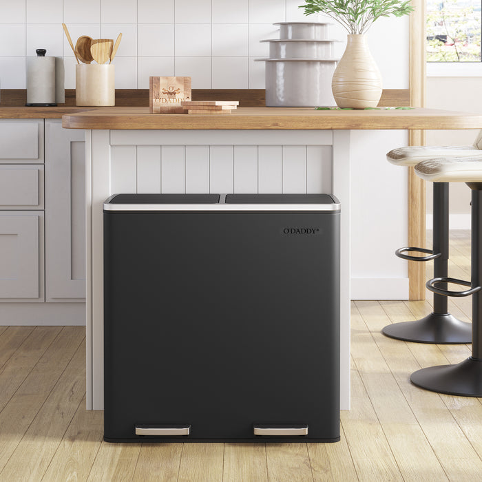 O'DADDY® Prullenbak Afvalscheiding - vuilnisbak 60L (2x 30) - 59x65x32