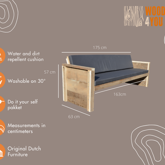 Wood4you - Tuinbank - Vlieland - 'Doe het zelf' Bouwpakket steigerhout
