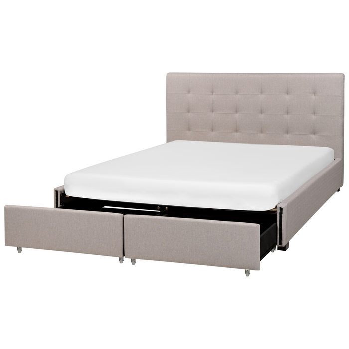 Beliani-ROCHELLE-Tweepersoonsbed-Lichtgrijs-160 x 200 cm-Polyester